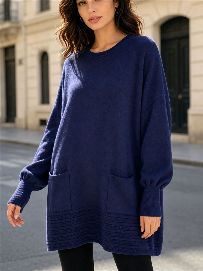 Jersey maxi con bolsillos y bajo texturizado