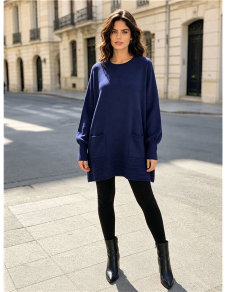 Jersey maxi con bolsillos y bajo texturizado