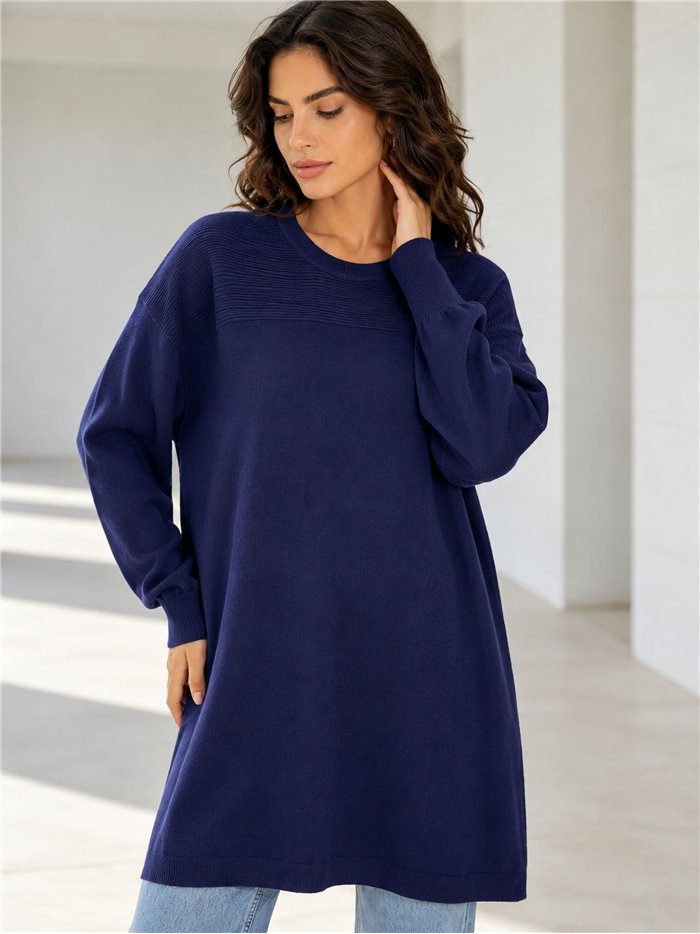 Jersey maxi con canesú de canalé