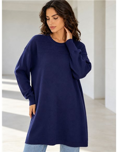 Jersey maxi con canesú de canalé