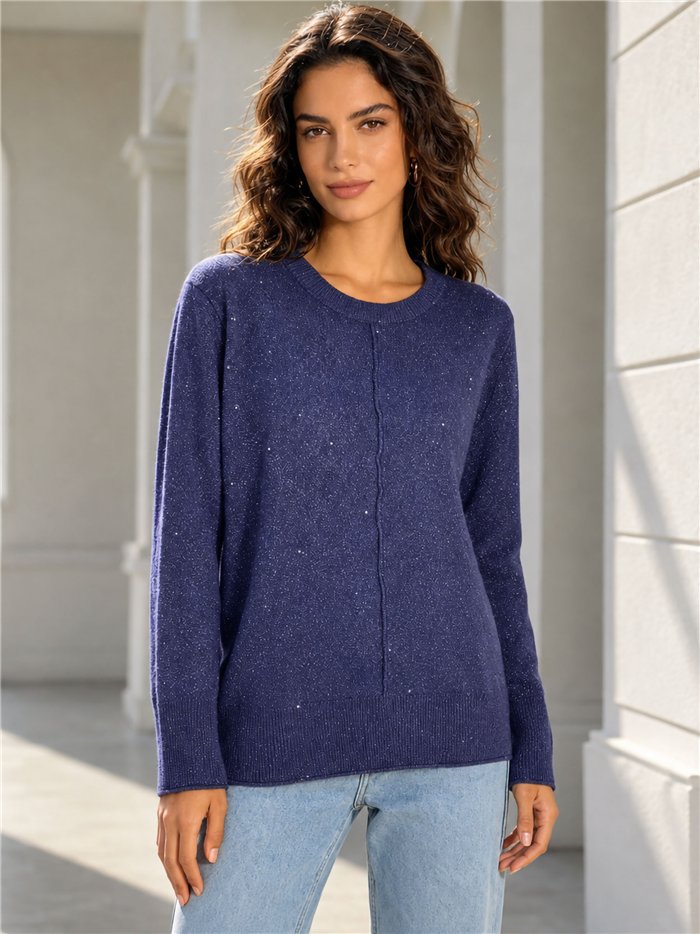 Shimmer knit sweater with centre seam