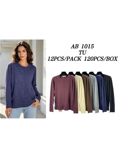 Shimmer knit sweater with centre seam 2
