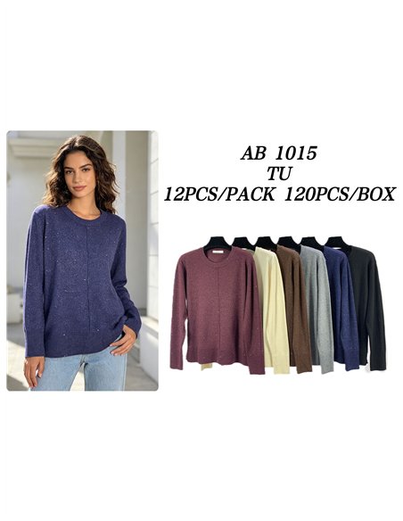 Shimmer knit sweater with centre seam