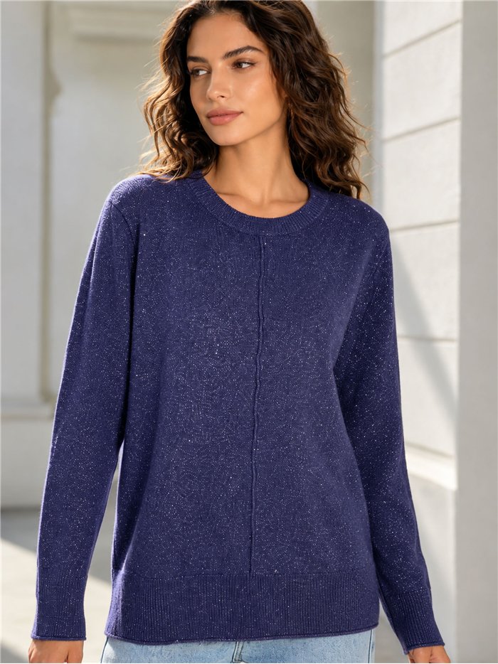 Shimmer knit sweater with centre seam