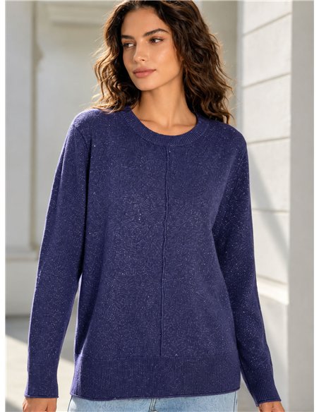 Shimmer knit sweater with centre seam