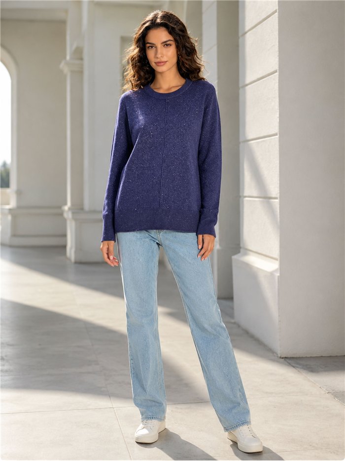 Shimmer knit sweater with centre seam