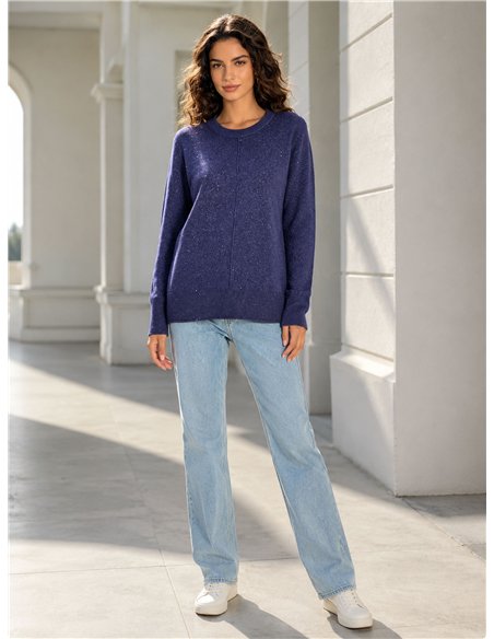 Shimmer knit sweater with centre seam