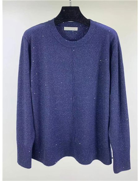Shimmer knit sweater with centre seam