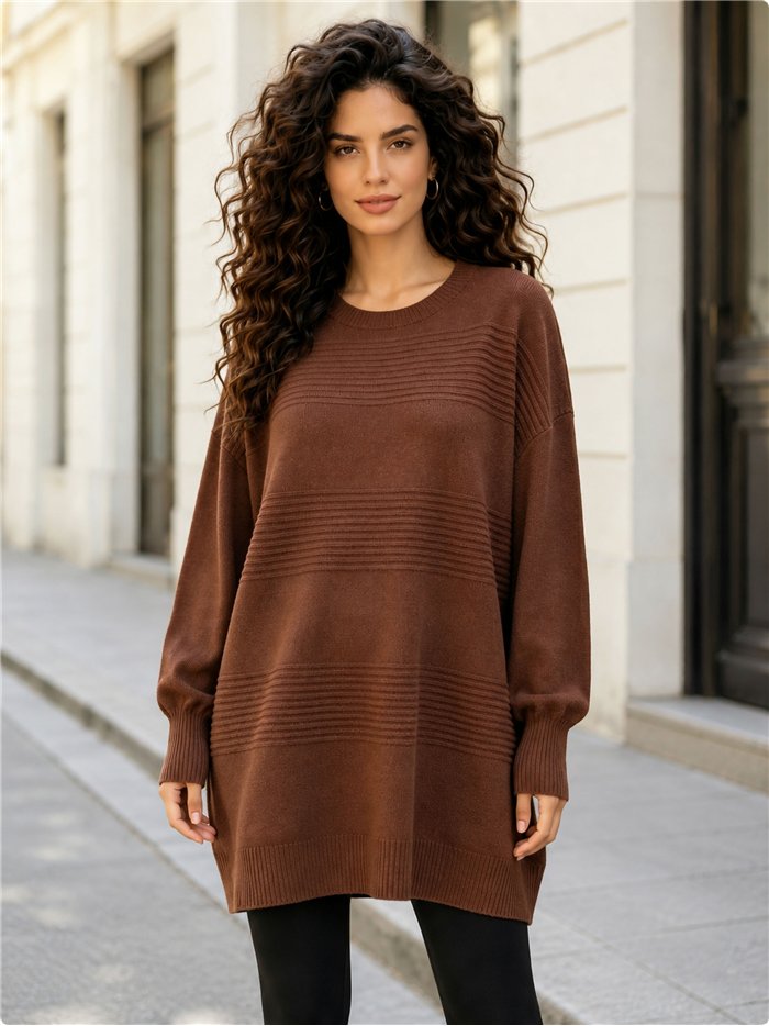 Jersey maxi con franjas de canalé