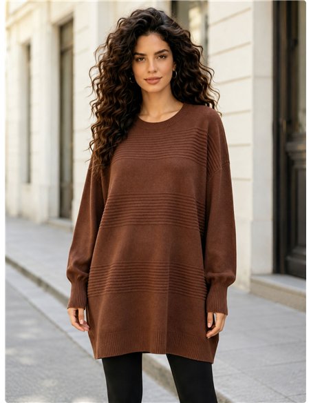Jersey maxi con franjas de canalé