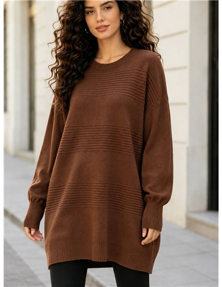 Jersey maxi con franjas de canalé
