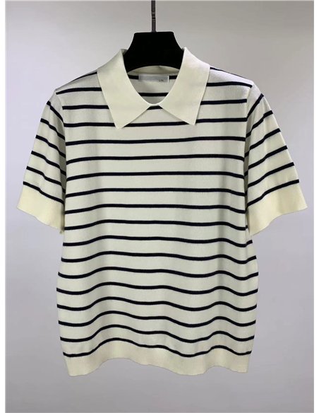 Jersey rayas cuello polo manga corta