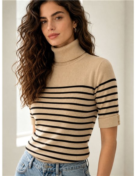 Jersey rayas cuello alto