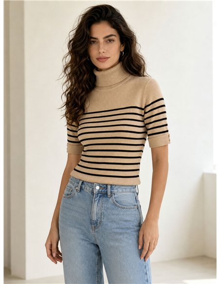 Jersey rayas cuello alto