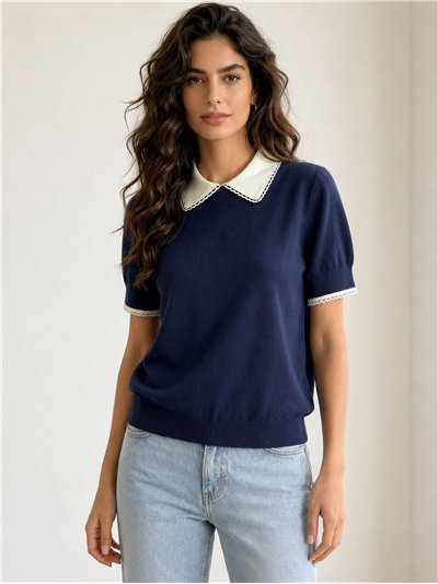 Jersey polo cuello contraste