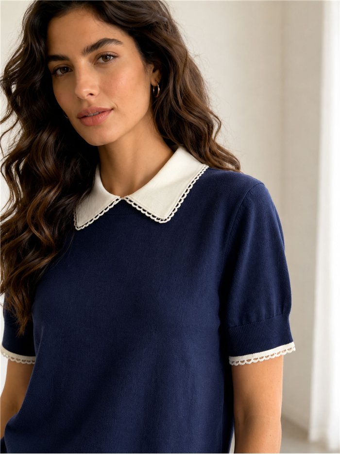 Jersey polo cuello contraste