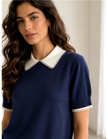 Jersey polo cuello contraste
