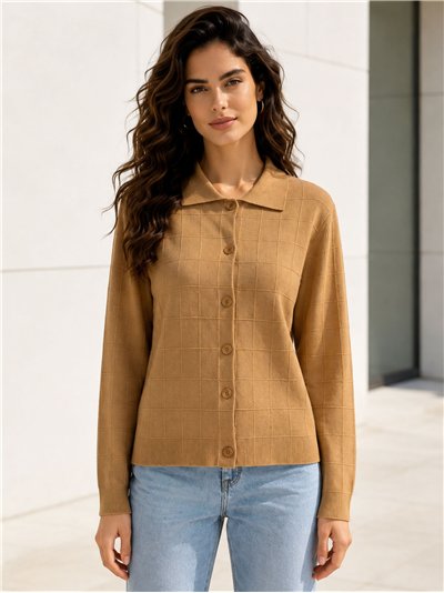 Cárdigan de cuadros cuello polo