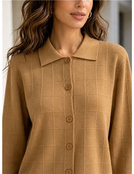 Cárdigan de cuadros cuello polo