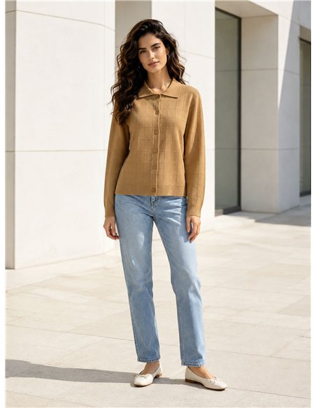 Cárdigan de cuadros cuello polo