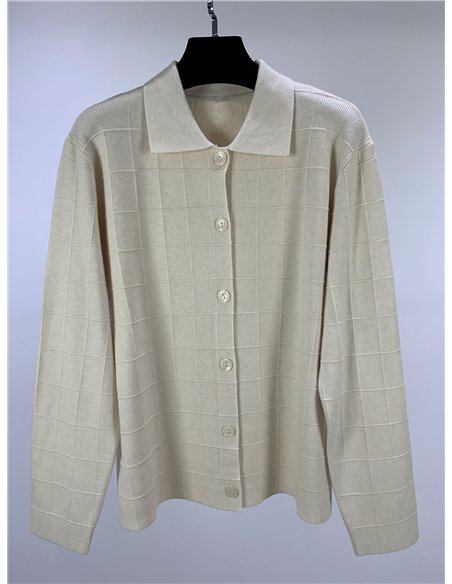 Cárdigan de cuadros cuello polo