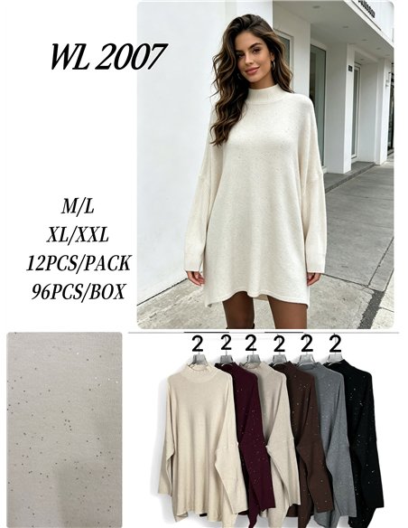 High neck maxi sparkle sweater