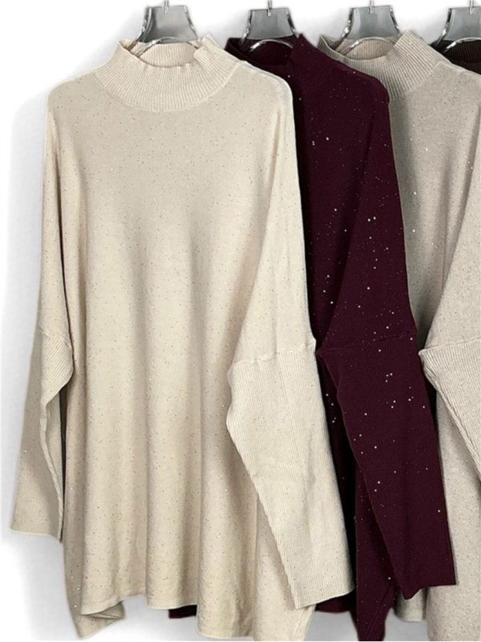 High neck maxi sparkle sweater
