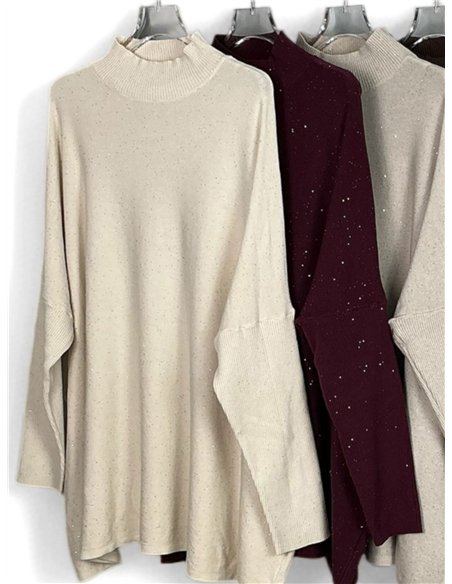 High neck maxi sparkle sweater