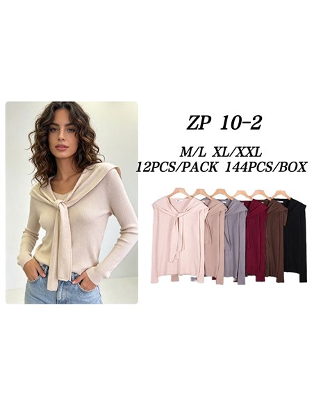 Conjunto jersey canalé y bufanda lazada