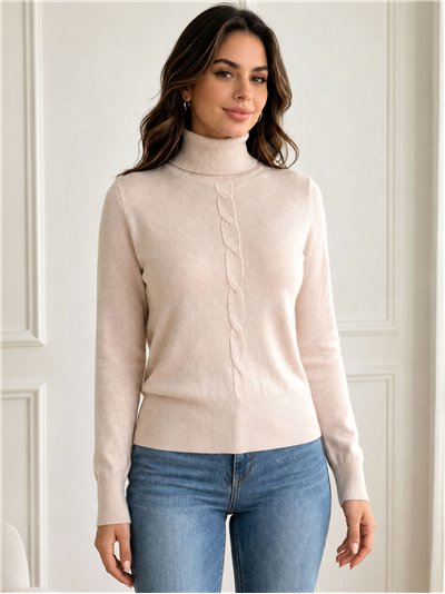 Cable detail high neck sweater
