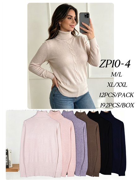 Cable detail high neck sweater