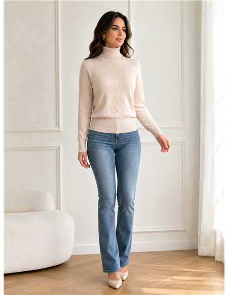 Cable detail high neck sweater