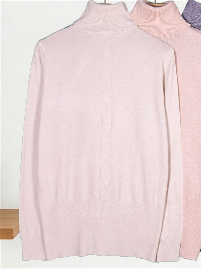 Cable detail high neck sweater