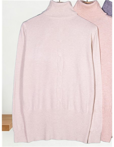 Cable detail high neck sweater