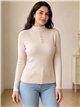 Jersey canalé cuello alto botones