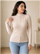 Jersey canalé cuello alto botones