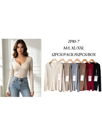 Jersey canalé cuello pico 2