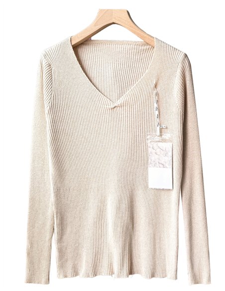 Jersey canalé cuello pico