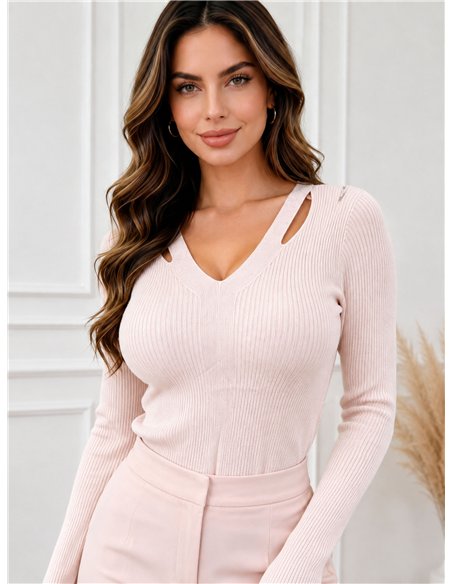 Maillot côtelé avec découpes aux épaules