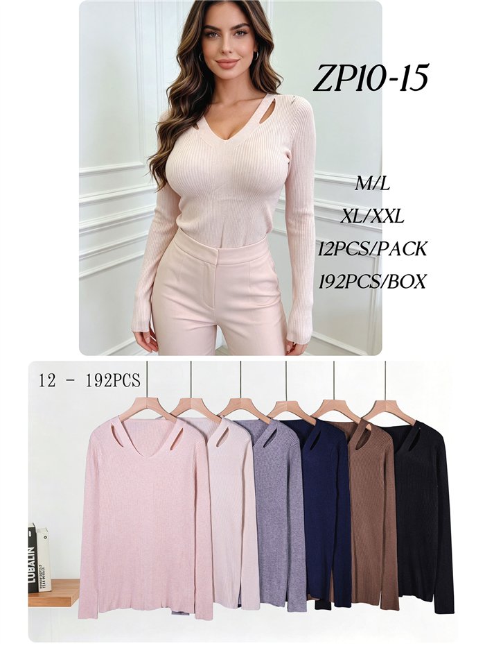 Maillot côtelé avec découpes aux épaules
