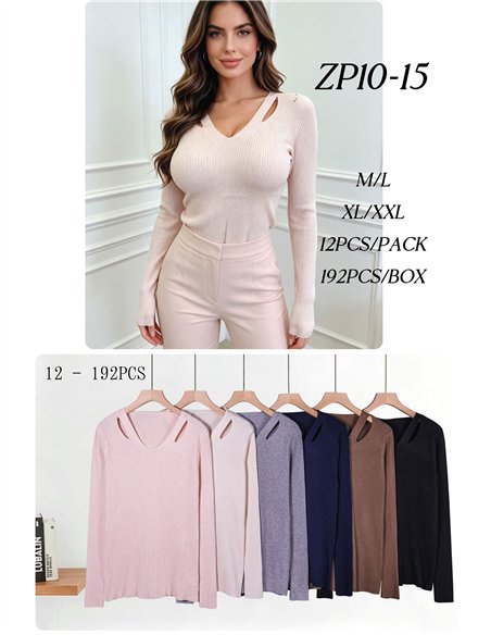 Maillot côtelé avec découpes aux épaules