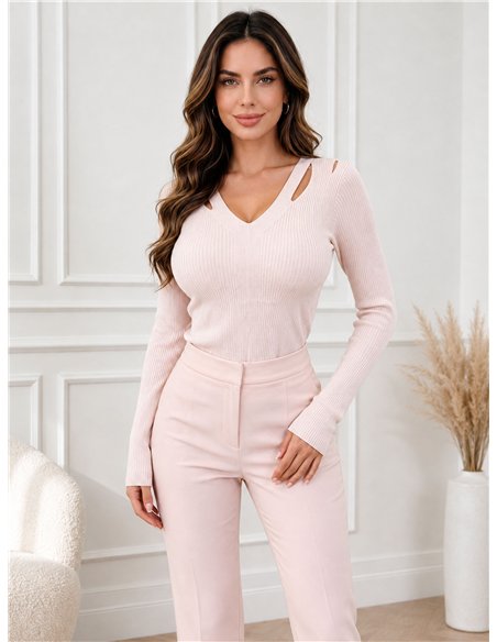 Maillot côtelé avec découpes aux épaules