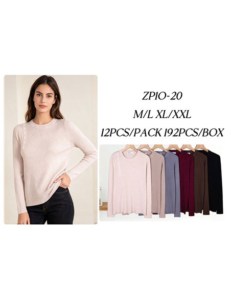 Side button ribbed sweater
