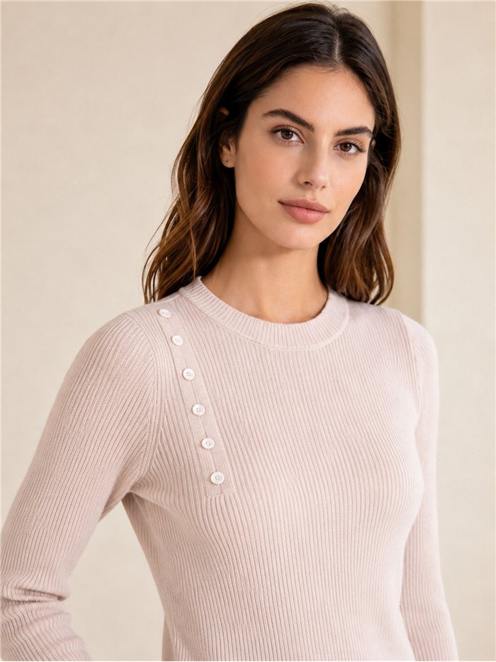 Side button ribbed sweater