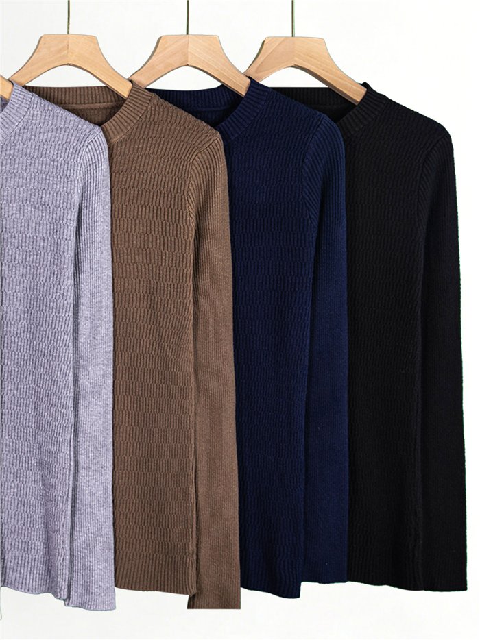 Jersey canalé cuello redondo