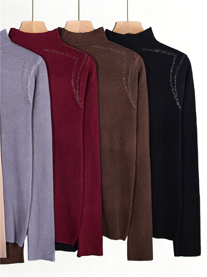 Jersey cuello alto strass