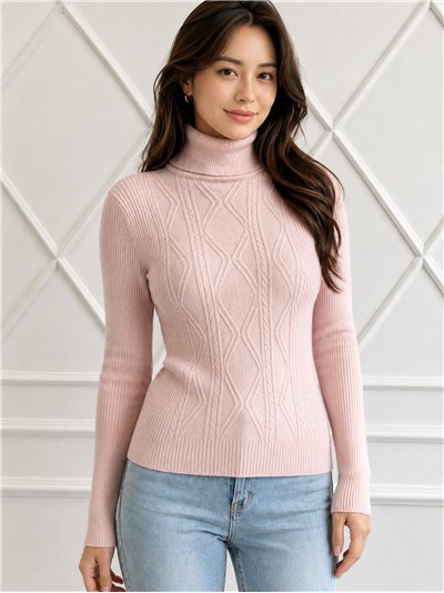 Jersey cuello alto trenzas