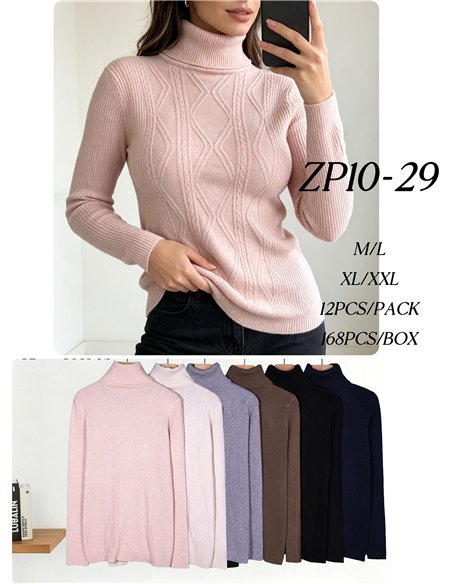 Jersey cuello alto trenzas