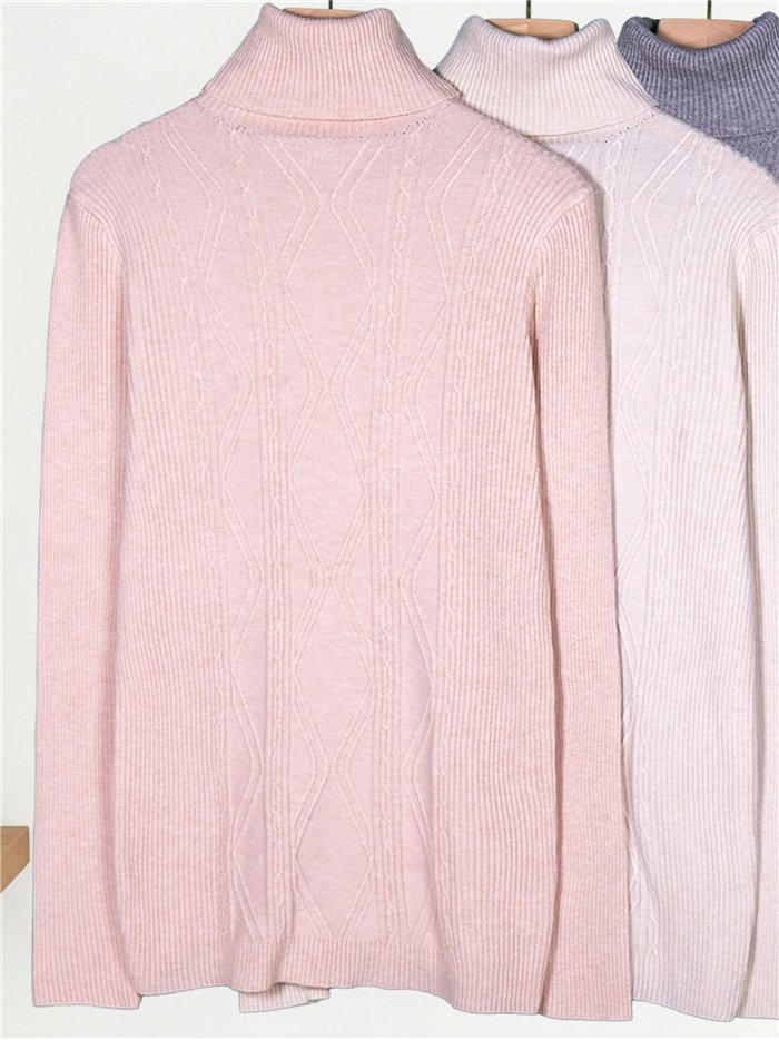 Jersey cuello alto trenzas
