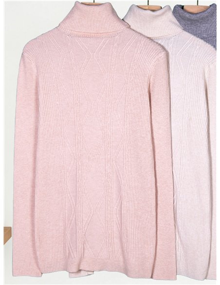 Jersey cuello alto trenzas